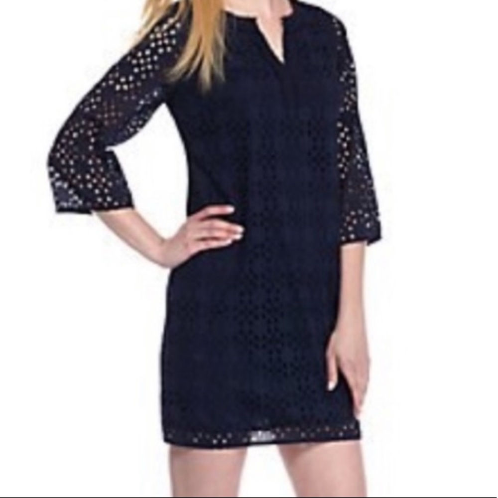 Crown & Ivy Navy Eyelet Dress